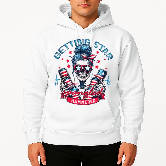 Getting Star Spangled Hammered Skeleton 4th Of July Hoodie