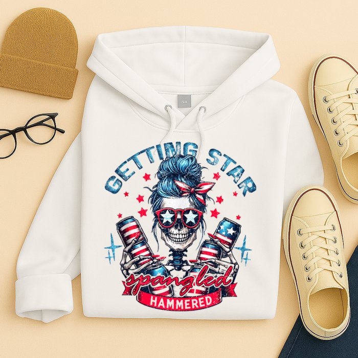 Getting Star Spangled Hammered Skeleton 4th Of July Hoodie