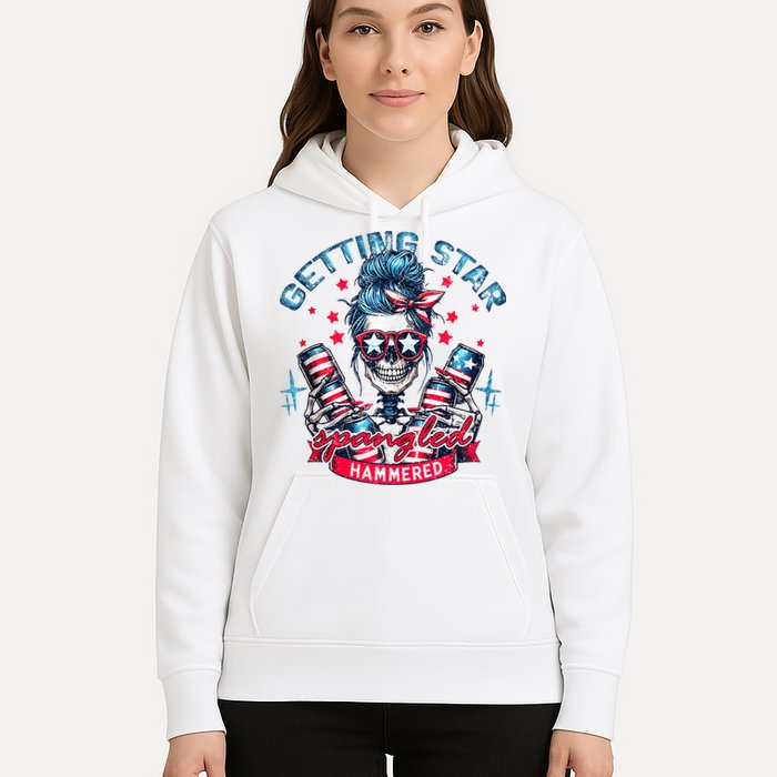 Getting Star Spangled Hammered Skeleton 4th Of July Hoodie