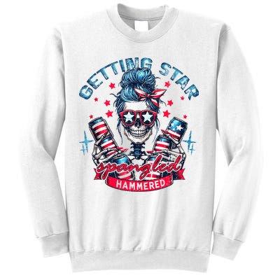 Getting Star Spangled Hammered Skeleton 4th Of July Sweatshirt