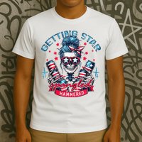 Getting Star Spangled Hammered Skeleton 4th Of July T-Shirt