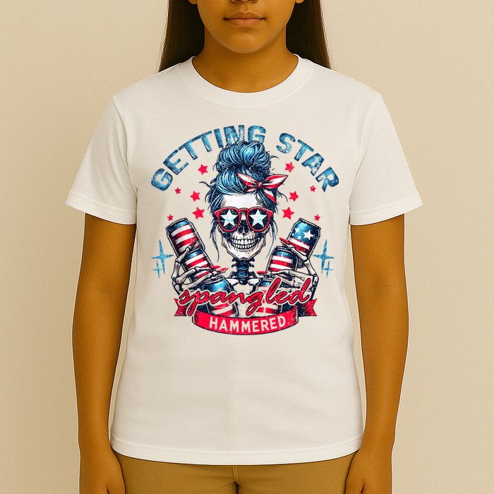 Getting Star Spangled Hammered Skeleton 4th Of July T-Shirt