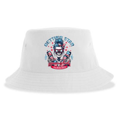 Getting Star Spangled Hammered Skeleton 4th Of July Sustainable Bucket Hat