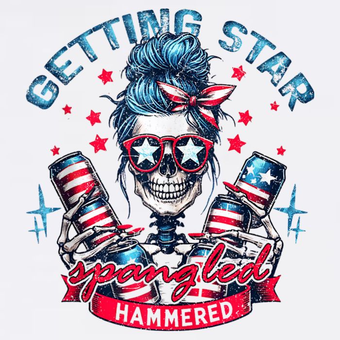 Getting Star Spangled Hammered Skeleton 4th Of July Sustainable Bucket Hat