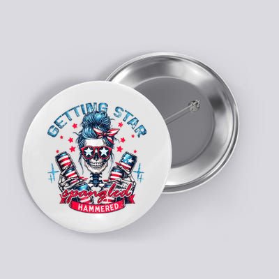 Getting Star Spangled Hammered Skeleton 4th Of July Button