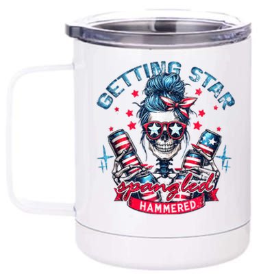 Getting Star Spangled Hammered Skeleton 4th Of July 12 oz Stainless Steel Tumbler Cup