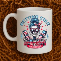 Getting Star Spangled Hammered Skeleton 4th Of July Mug