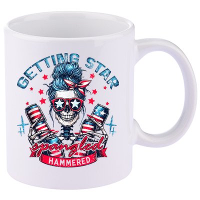 Getting Star Spangled Hammered Skeleton 4th Of July 11oz C Handle Ceramic Mug