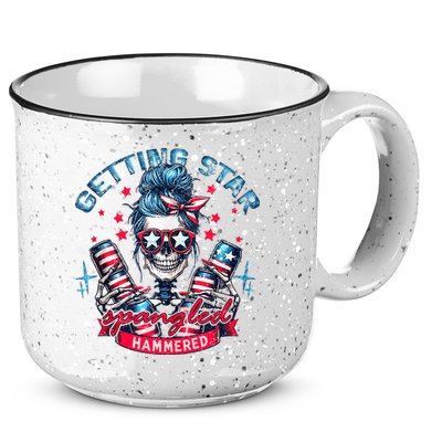 Getting Star Spangled Hammered Skeleton 4th Of July 15oz Campfire Ceramic Mug