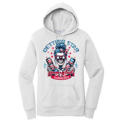 Getting Star Spangled Hammered Skeleton 4th Of July Women's Pullover Hoodie