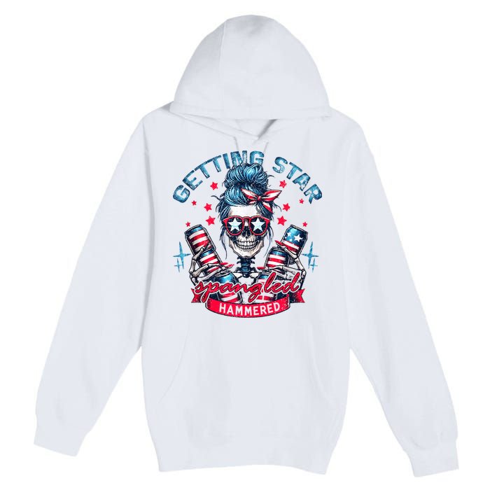 Getting Star Spangled Hammered Skeleton 4th Of July Premium Pullover Hoodie