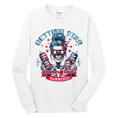 Getting Star Spangled Hammered Skeleton 4th Of July Tall Long Sleeve T-Shirt