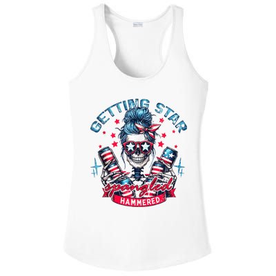 Getting Star Spangled Hammered Skeleton 4th Of July Ladies PosiCharge Competitor Racerback Tank