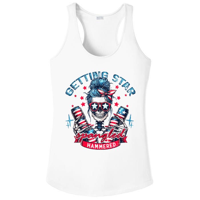 Getting Star Spangled Hammered Skeleton 4th Of July Ladies PosiCharge Competitor Racerback Tank