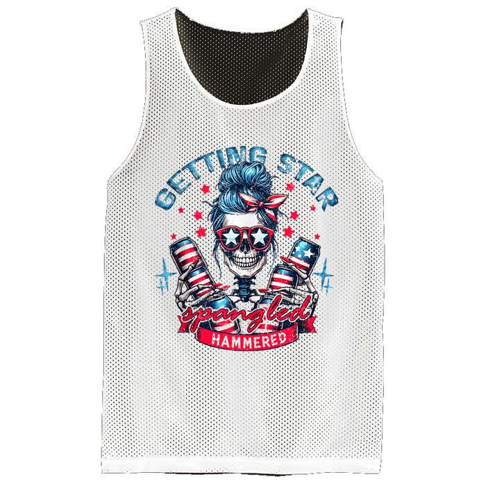 Getting Star Spangled Hammered Skeleton 4th Of July Mesh Reversible Basketball Jersey Tank