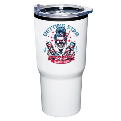Getting Star Spangled Hammered Skeleton 4th Of July Tumbler