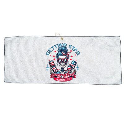 Getting Star Spangled Hammered Skeleton 4th Of July Large Microfiber Waffle Golf Towel