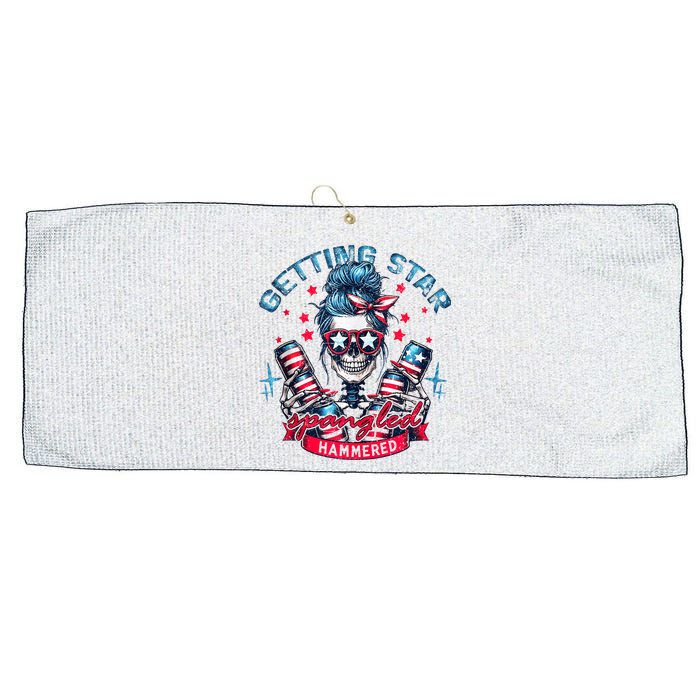 Getting Star Spangled Hammered Skeleton 4th Of July Large Microfiber Waffle Golf Towel