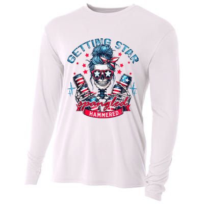 Getting Star Spangled Hammered Skeleton 4th Of July Cooling Performance Long Sleeve Crew