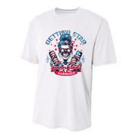 Getting Star Spangled Hammered Skeleton 4th Of July Youth Performance Sprint T-Shirt