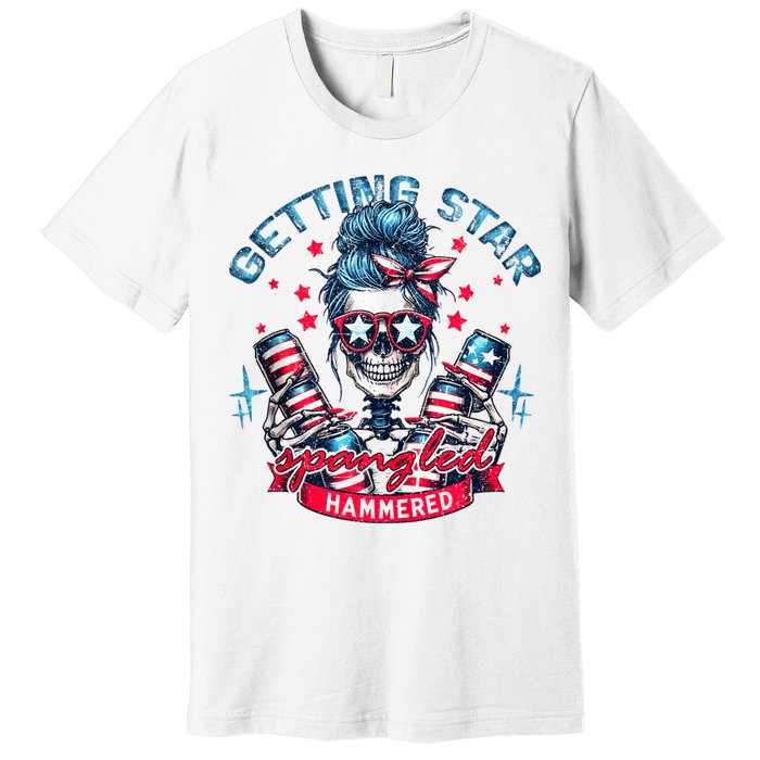 Getting Star Spangled Hammered Skeleton 4th Of July Premium T-Shirt