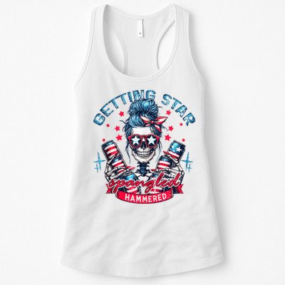 Getting Star Spangled Hammered Skeleton 4th Of July Womens Tank Top