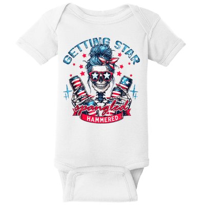 Getting Star Spangled Hammered Skeleton 4th Of July Baby Bodysuit