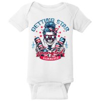 Getting Star Spangled Hammered Skeleton 4th Of July Baby Bodysuit