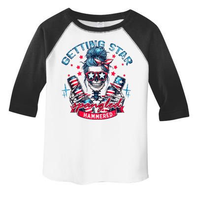 Getting Star Spangled Hammered Skeleton 4th Of July Toddler Fine Jersey T-Shirt