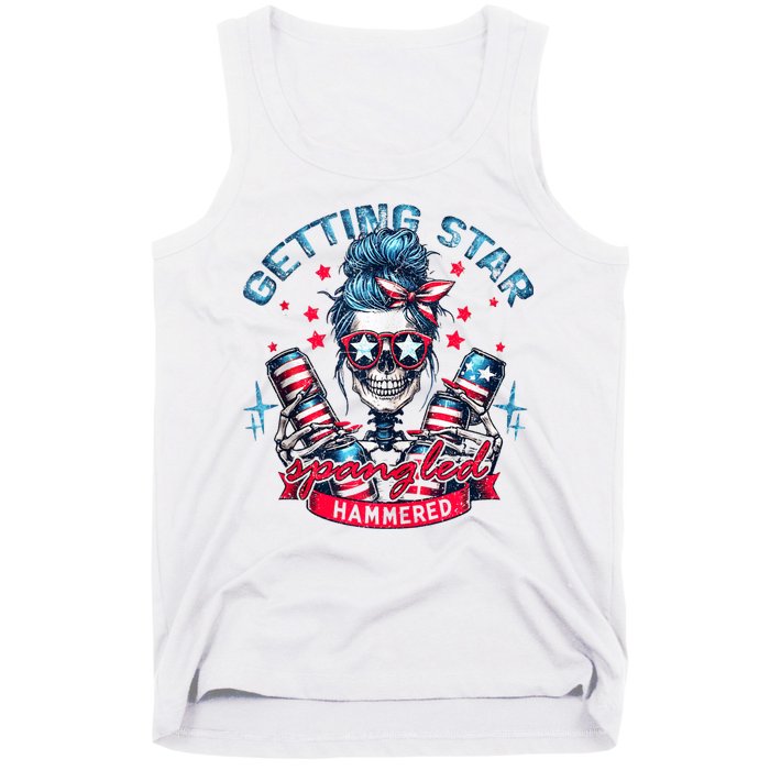 Getting Star Spangled Hammered Skeleton 4th Of July Tank Top