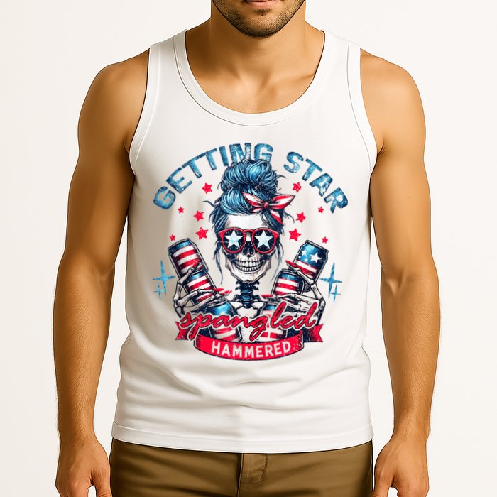 Getting Star Spangled Hammered Skeleton 4th Of July Tank Top