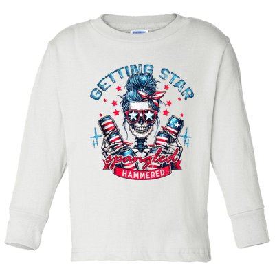 Getting Star Spangled Hammered Skeleton 4th Of July Toddler Long Sleeve Shirt