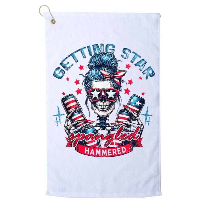 Getting Star Spangled Hammered Skeleton 4th Of July Golf Towel