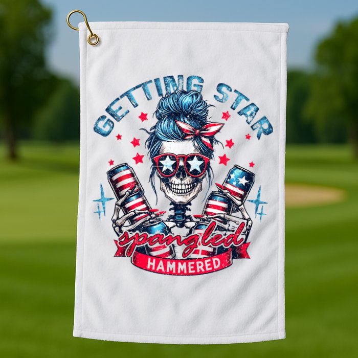 Getting Star Spangled Hammered Skeleton 4th Of July Golf Towel