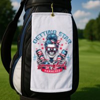 Getting Star Spangled Hammered Skeleton 4th Of July Golf Towel