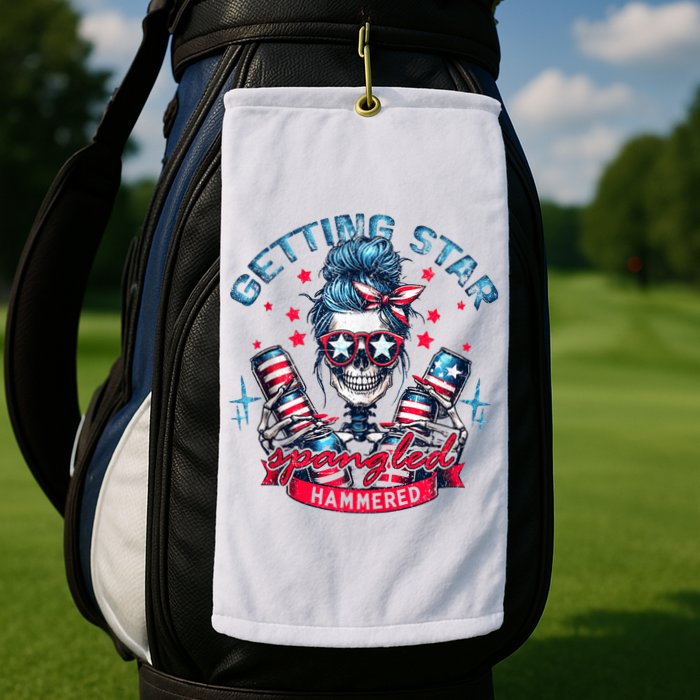 Getting Star Spangled Hammered Skeleton 4th Of July Golf Towel