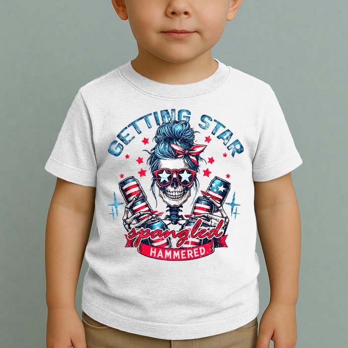 Getting Star Spangled Hammered Skeleton 4th Of July Toddler T-Shirt