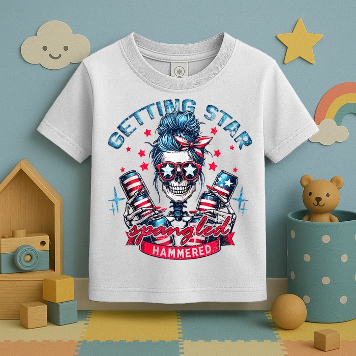 Getting Star Spangled Hammered Skeleton 4th Of July Toddler T-Shirt