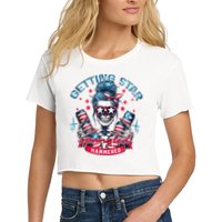 Getting Star Spangled Hammered Skeleton 4th Of July Crop Top