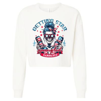 Getting Star Spangled Hammered Skeleton 4th Of July Cropped Pullover Crew