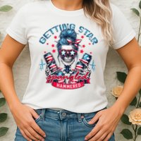 Getting Star Spangled Hammered Skeleton 4th Of July Womens T-Shirt