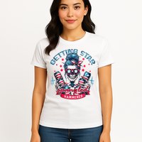 Getting Star Spangled Hammered Skeleton 4th Of July Womens T-Shirt