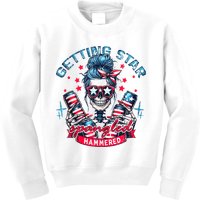Getting Star Spangled Hammered Skeleton 4th Of July Kids Sweatshirt