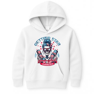 Getting Star Spangled Hammered Skeleton 4th Of July Kids Hoodie