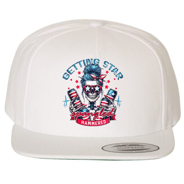 Getting Star Spangled Hammered Skeleton 4th Of July Wool Snapback Cap