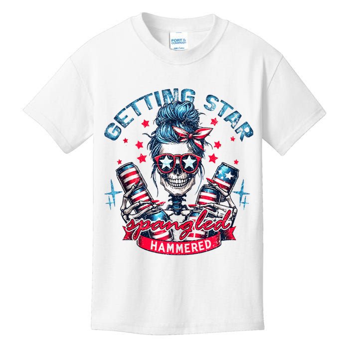 Getting Star Spangled Hammered Skeleton 4th Of July Kids T-Shirt