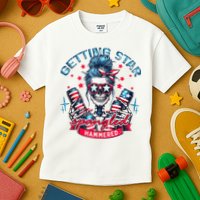 Getting Star Spangled Hammered Skeleton 4th Of July Kids T-Shirt