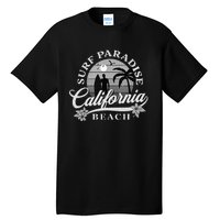 Grey Scale Surfing Design Surf Paradise At California Beach Tall T-Shirt