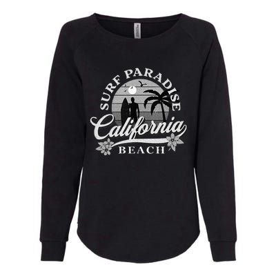 Grey Scale Surfing Design Surf Paradise At California Beach Womens California Wash Sweatshirt