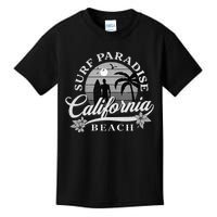 Grey Scale Surfing Design Surf Paradise At California Beach Kids T-Shirt